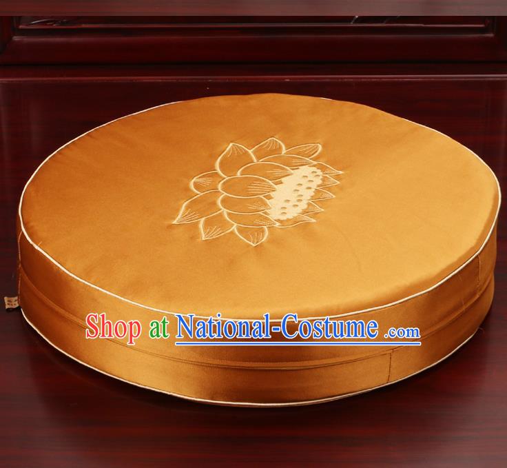 Chinese Classical Household Ornament Traditional Rush Cushion Cover Golden Brocade Mat Cover