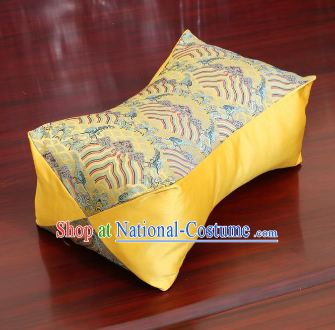 Chinese Traditional Pattern Yellow Brocade Pillow Slip Pillow Cover Classical Household Ornament