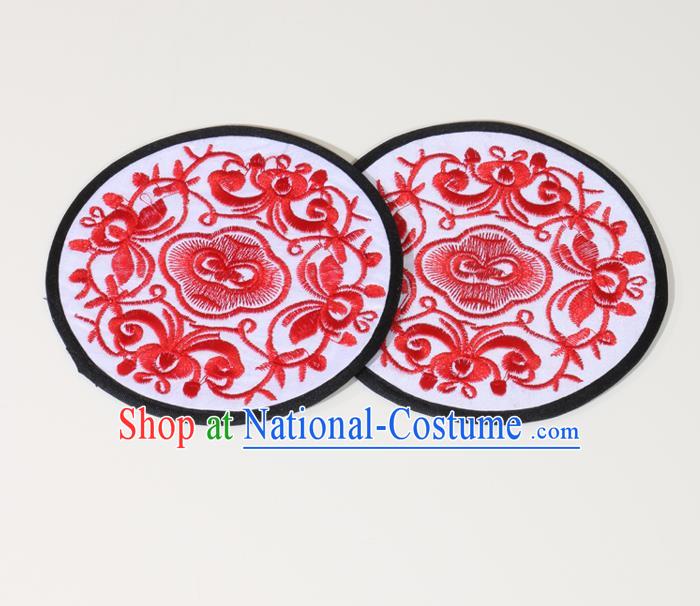 Chinese Traditional Household Accessories Classical Embroidered White Brocade Teacup Mat