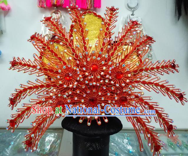 Chinese Traditional Beijing Opera Hair Accessories Peking Opera Red Phoenix Coronet Hairpins for Adults