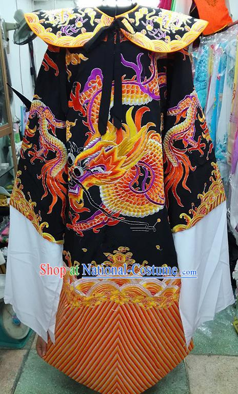 Chinese Traditional Beijing Opera Minister Costume Peking Opera Old Men Black Embroidered Robe for Adults