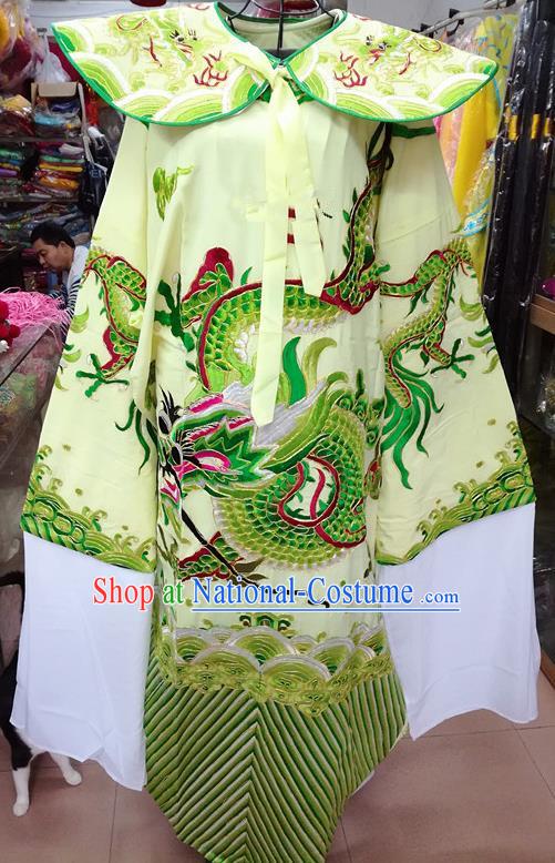 Chinese Traditional Beijing Opera Minister Costume Peking Opera Old Gentleman Green Embroidered Robe for Adults