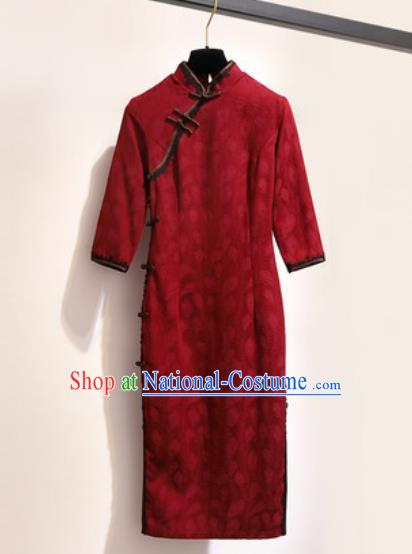 Chinese Traditional Tang Suit Costume Red Qipao Dress Cheongsam for Women