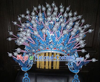 Chinese Traditional Beijing Opera Hair Accessories Ancient Bride Pearls Phoenix Coronet for Adults