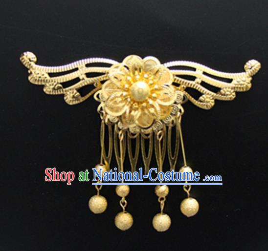 Chinese Traditional Hair Accessories Wedding Golden Butterfly Hair Comb for Women