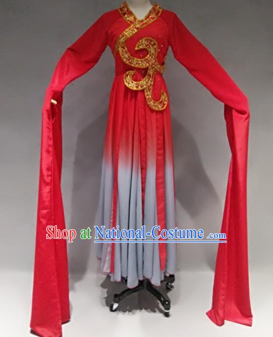 Traditional Chinese Classical Dance Costume Stage Performance Red Dress for Women