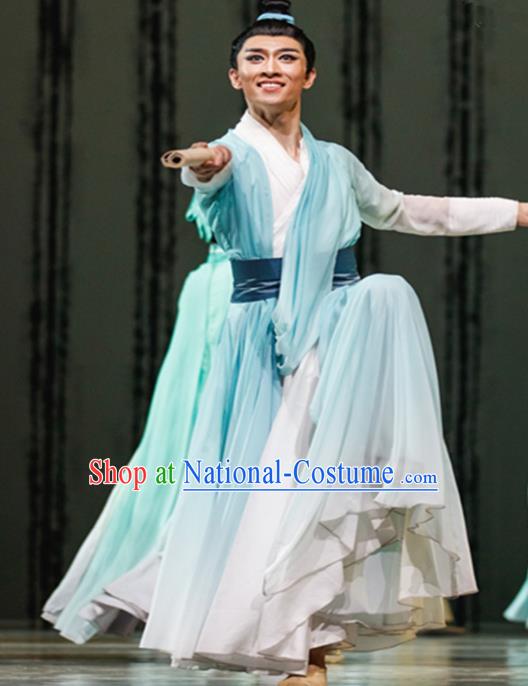 Traditional Chinese Classical Dance Costume China Folk Dance Green Clothing for Men