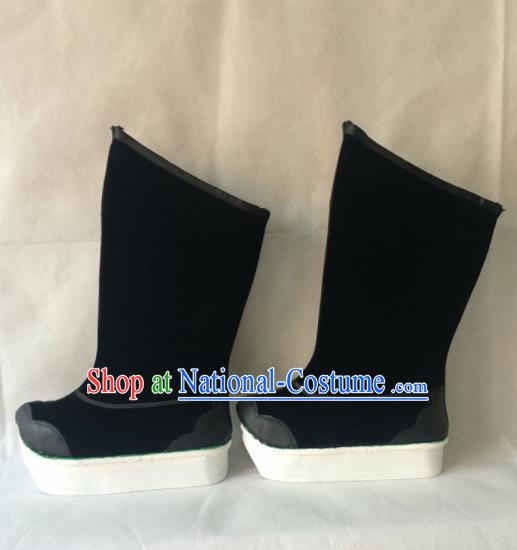 Asian Chinese Beijing Opera Black Boots Ancient Swordsman Shoes for Men