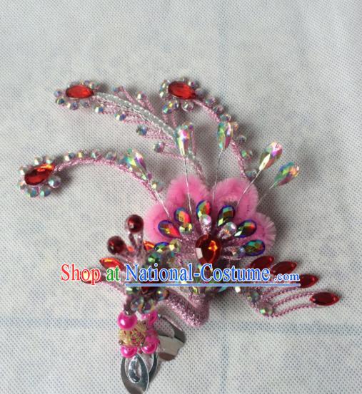 Asian Chinese Beijing Opera Hair Accessories Hair Clip Ancient Princess Pink Phoenix Hairpins for Women