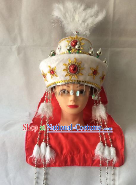 Asian Chinese Beijing Opera Actress Hair Accessories Ancient Hui Ethnic Princess Hat for Women