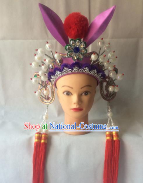 Asian Chinese Beijing Opera Hair Accessories Ancient Female Warrior Helmet for Women