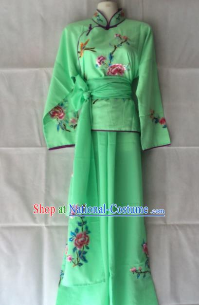 Traditional Chinese Beijing Opera Costume Ancient Maidservants Green Clothing for Women