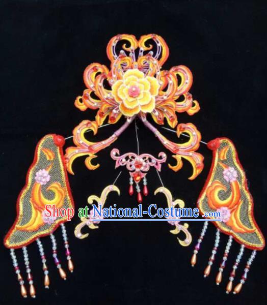 Asian Chinese Beijing Opera Hair Accessories Ancient Queen Orange Hair Coronet Hairpins for Women