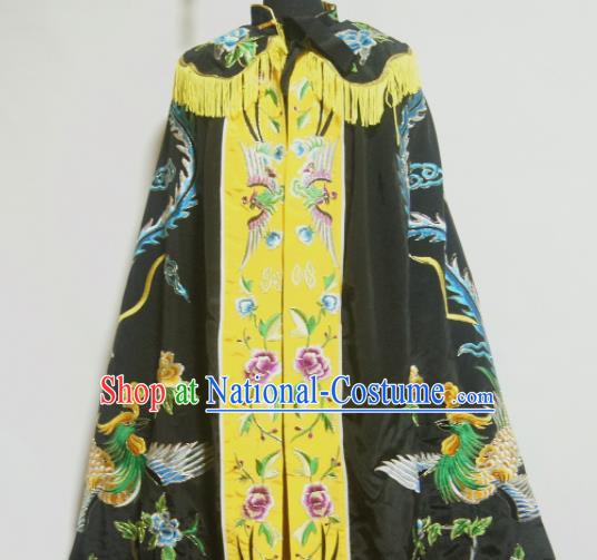 Traditional Chinese Beijing Opera Actress Costume Ancient Princess Embroidered Black Cloak for Women