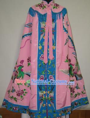 Traditional Chinese Beijing Opera Actress Costume Ancient Princess Embroidered Pink Cloak for Women