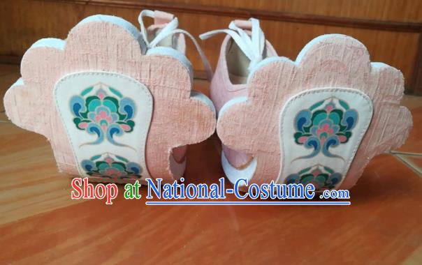 Asian Chinese Traditional Shoes Ancient Tang Dynasty Princess Pink Shoes Hanfu Shoes for Women