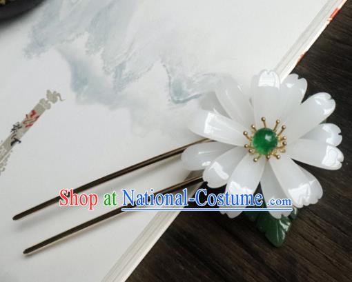 Chinese Ancient Palace Hair Accessories Traditional Classical White Flower Hairpins for Women