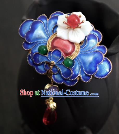 Chinese Ancient Palace Jewelry Accessories Traditional Classical Blueing Brooch for Women