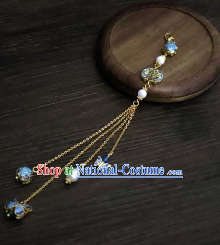 Chinese Ancient Qing Dynasty Princess Jewelry Accessories Traditional Classical Brooch Tassel Pendant for Women