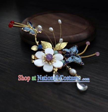 Chinese Ancient Palace Hair Accessories Traditional Classical Blueing Butterfly Hair Claw for Women