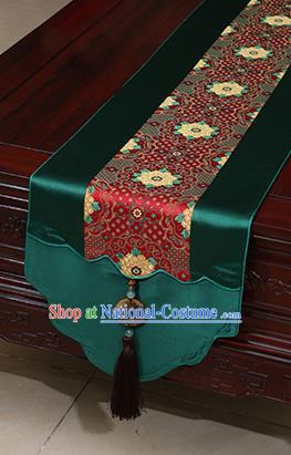 Chinese Traditional Pattern Atrovirens Brocade Table Flag Classical Satin Household Ornament Table Cover