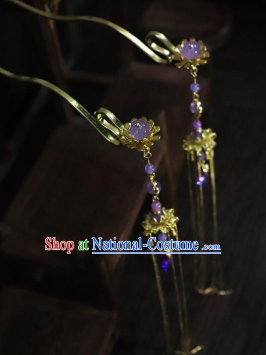 Chinese Ancient Palace Hair Accessories Traditional Classical Tassel Hairpins for Women