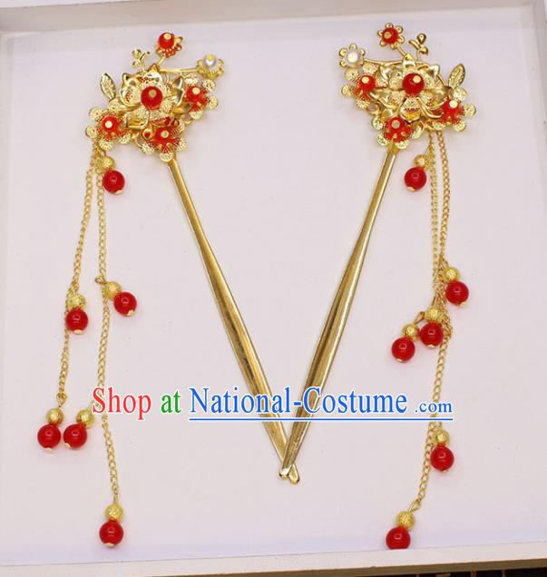 Chinese Ancient Wedding Hair Accessories Traditional Classical Hair Comb Tassel Hairpins for Women