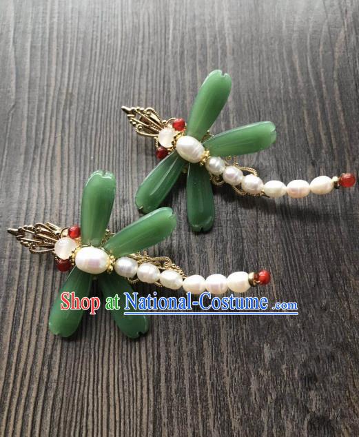 Chinese Ancient Princess Hair Accessories Traditional Pearls Dragonfly Hair Claw for Women