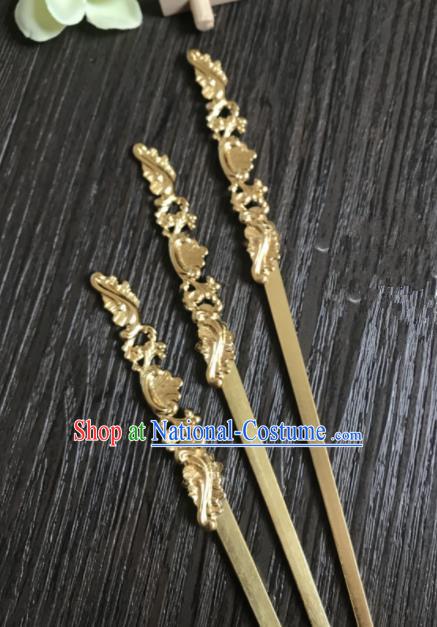 Chinese Ancient Princess Hair Accessories Traditional Golden Hairpins for Women