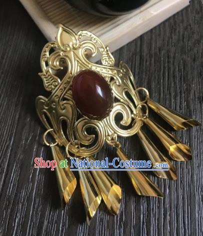 Chinese Ancient Princess Hair Accessories Traditional Golden Tassel Hair Claw Hairpins for Women