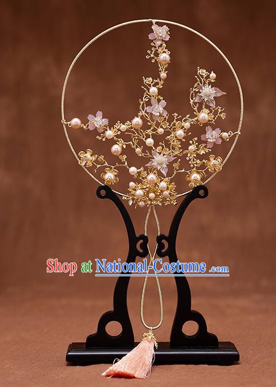 Chinese Ancient Wedding Accessories Traditional Bride Plum Blossom Palace Fans for Women