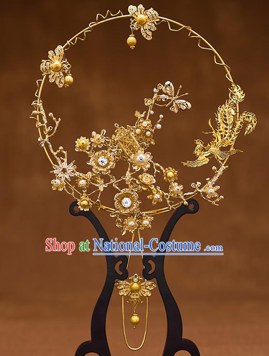 Chinese Ancient Bride Accessories Traditional Wedding Classical Palace Fans for Women