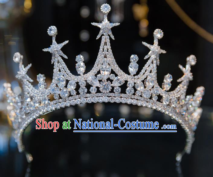 Handmade Baroque Wedding Hair Accessories Princess Zircon Stars Royal Crown for Women