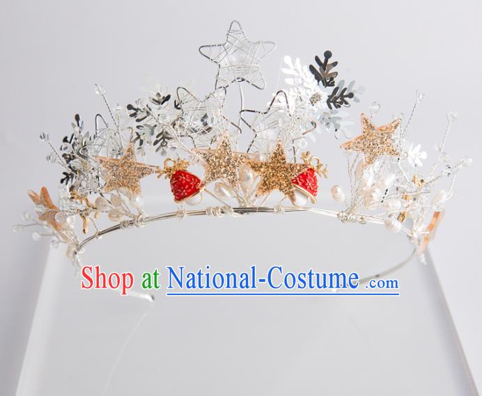 Handmade Wedding Bride Hair Accessories Baroque Golden Stars Royal Crown for Women