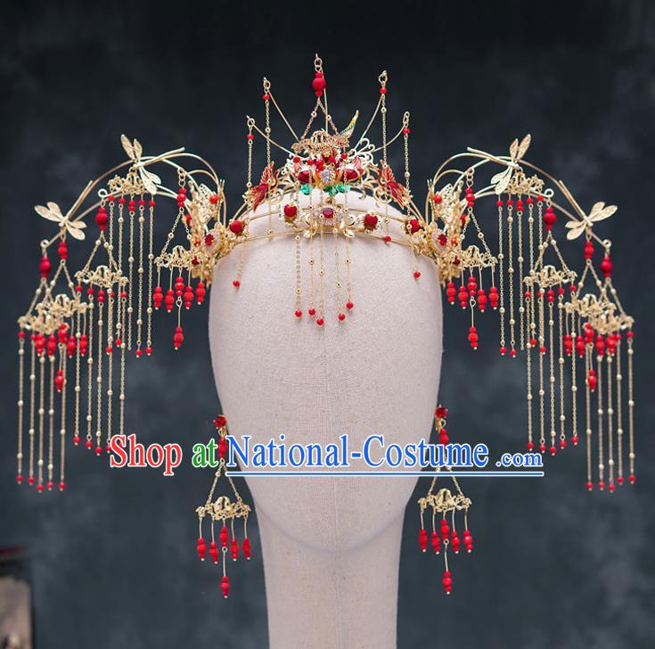 Traditional Chinese Ancient Bride Hairpins Wedding Phoenix Coronet Hair Accessories for Women