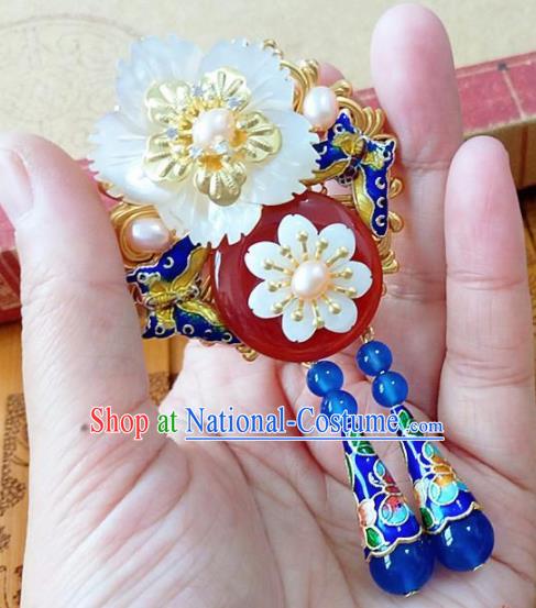 Chinese Ancient Bride Hanfu Accessories Traditional Palace Blueing Brooch for Women