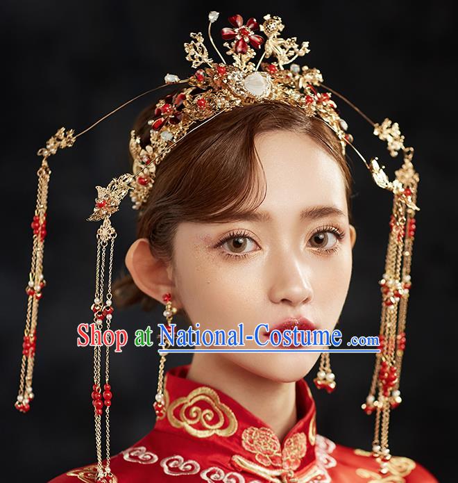 Chinese Ancient Hair Accessories Wedding Tassel Hairpins Traditional Phoenix Coronet for Women