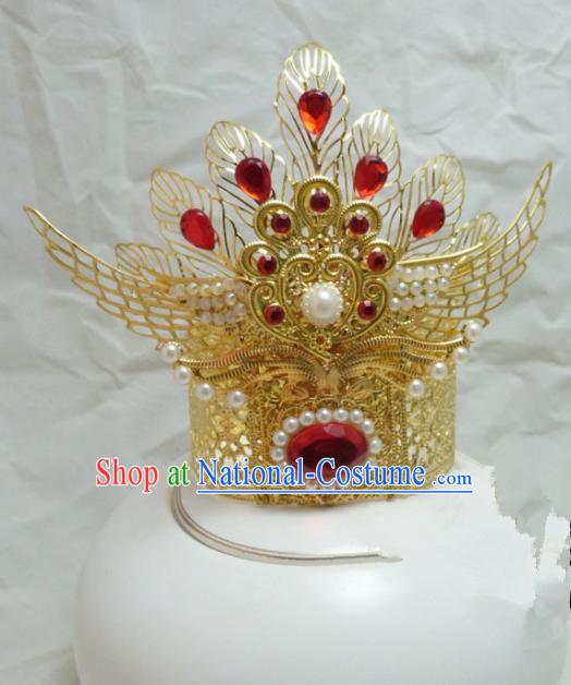 Chinese Ancient Swordsman Hair Accessories Traditional Prince Golden Hair Crown for Men