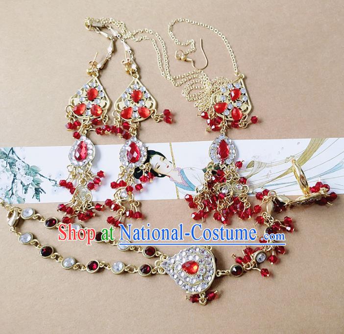 Chinese Ancient Princess Jewelry Accessories Traditional Hanfu Hair Clasp and Earrings for Women