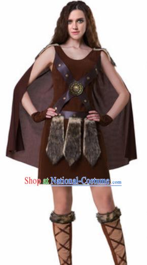 Traditional Rome Costume Ancient Roman Female Warrior Goddess Dress for Women