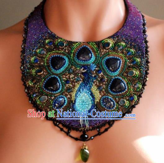 Traditional Egyptian Jewelry Accessories Ancient Egypt Peacock Purple Necklace for Women