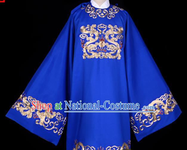 Professional Chinese Beijing Opera Costume Ancient Minister Royalblue Embroidered Robe for Adults