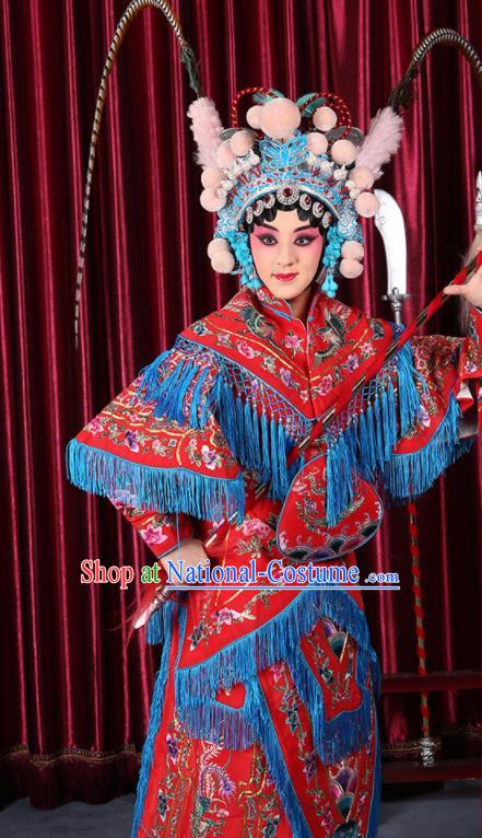 Professional Chinese Traditional Beijing Opera Magic Warriors Red Costume for Adults