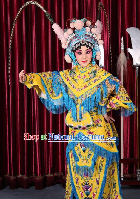 Professional Chinese Traditional Beijing Opera Magic Warriors Yellow Costume for Adults