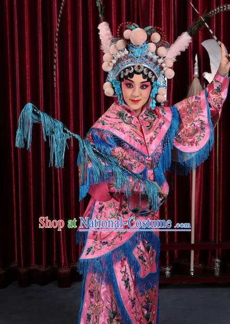 Professional Chinese Traditional Beijing Opera Magic Warriors Pink Costume for Adults