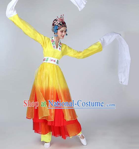 Chinese Traditional Stage Performance Dance Costume Classical Dance Yellow Dress for Women