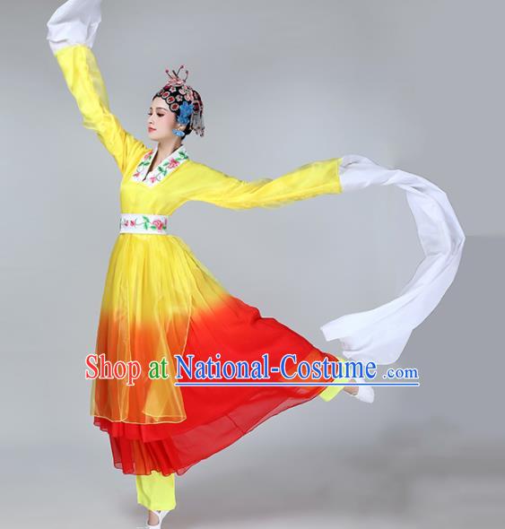 Chinese Traditional Stage Performance Dance Costume Classical Dance Yellow Dress for Women