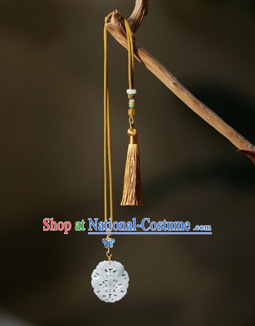 Chinese Traditional Handmade Jade Pendant Classical Pressure Front Accessories for Women