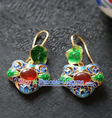 Chinese Ancient Traditional Handmade Earrings Classical Cloisonne Ear Accessories for Women