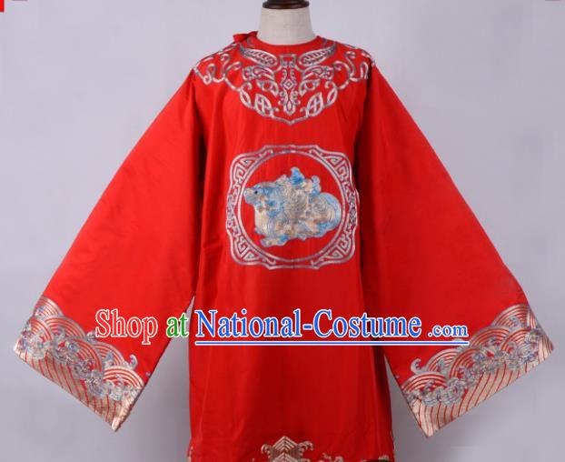 Professional Chinese Beijing Opera Minister Costume Ancient Scholar Red Robe for Adults